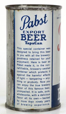 1940 Pabst Export Beer 12oz Opening Instruction Can Milwaukee Wisconsin
