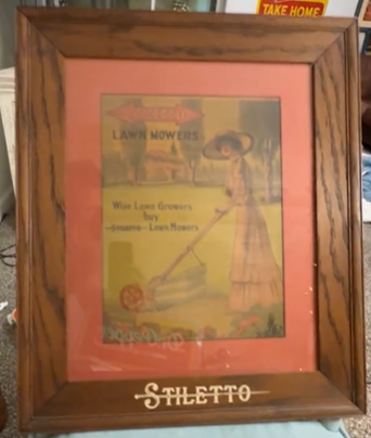 Stiletto Lawn Mowers Framed Paper Lithograph