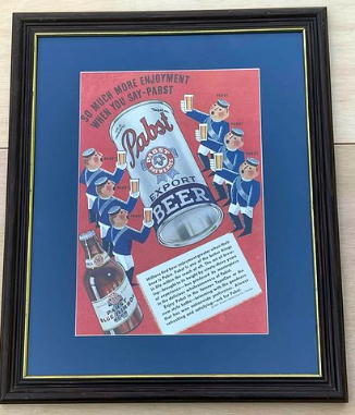 1937 Pabst Export Beer Framed Ad Milwaukee Wisconsin