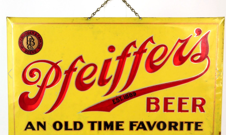 Scarce 1937 Pfeiffer’s Beer “Prismatic” Tin Over Cardboard TOC Sign Detroit Michigan