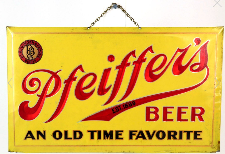 Scarce 1937 Pfeiffer’s Beer “Prismatic” Tin Over Cardboard TOC Sign Detroit Michigan