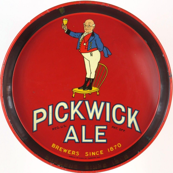 1951 Pickwick Ale 12 inch Serving Tray (wrinkle-face variation) Boston Massachusetts