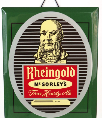 1938 Rheingold McSorley’s Ale Tin Over Cardboard TOC Sign New York (Brooklyn) New York