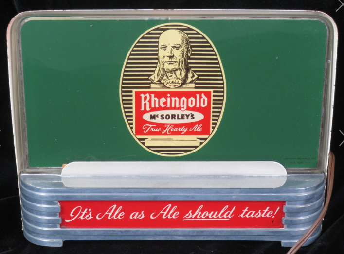 1947 Rheingold McSorley’s Ale Price Bros. Lighted Sign New York New York