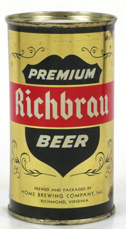 1957 Richbrau Premium Beer 12oz Flat Top Can Richmond Virginia