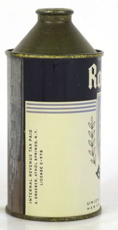 1939 Royal Brü Beer 12oz High Profile Cone Top Can New Castle Pennsylvania