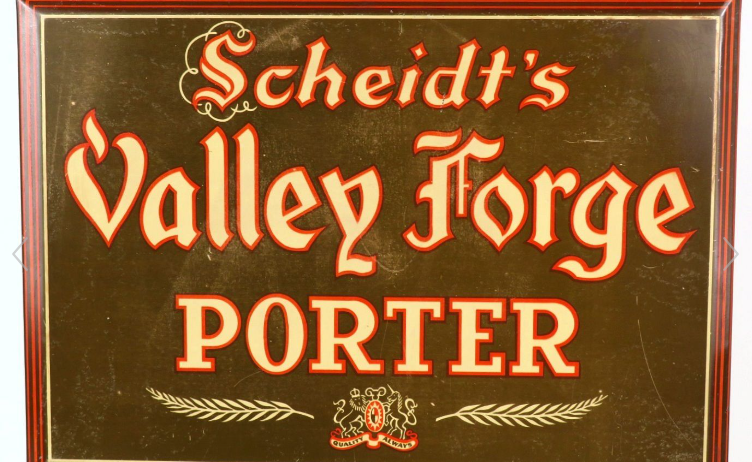 1934 Scheidt’s Valley Forge Porter TOC Tin Over Cardboard TOC Sign Philadelphia Pennsylvania