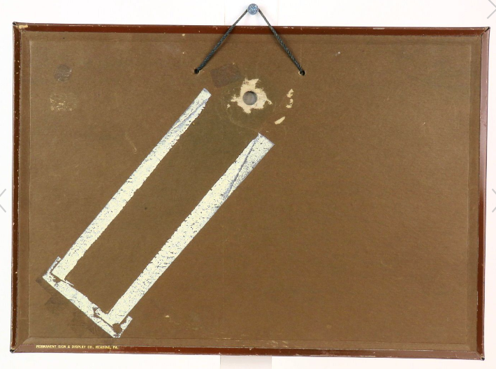 1934 Scheidt’s Valley Forge Porter TOC Tin Over Cardboard TOC Sign Philadelphia Pennsylvania