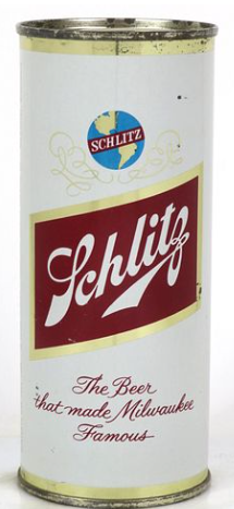 1960 Schlitz Beer 16oz One Pint Flat Top Can Milwaukee Wisconsin