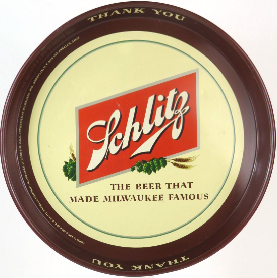 1954 Schlitz Beer (3-City) 12 inch Serving Tray Milwaukee Wisconsin