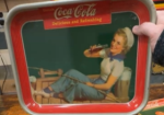 Drink Coca-Cola Delicious and Refreshing Sailor Girl Fishing on Dock SST Serving Tray