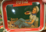 Drink Coca-Cola Delicious and Refreshing Sailor Girl Fishing on Dock SST Serving Tray