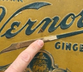 Vernor’s Ginger Ale Foil on Pressed Cardboard Sign