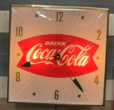 Drink Coca-Cola Fishtail PAM Glass Light Up Clock