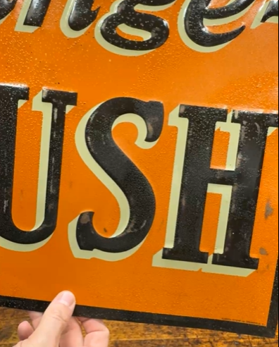 Drink Delicious Orange-Crush Ribbed Bottle SST Embossed Sign