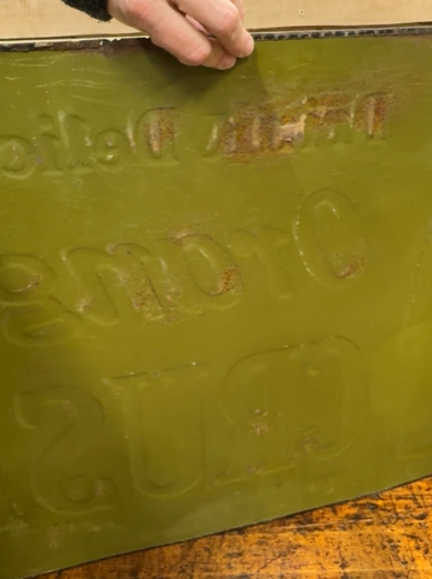 Drink Delicious Orange-Crush Ribbed Bottle SST Embossed Sign