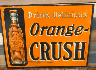 Drink Delicious Orange-Crush Ribbed Bottle SST Embossed Sign