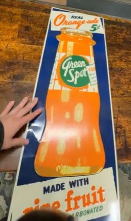 Green Spot Real Orange-ade 5 Cents SST Vertical Sign