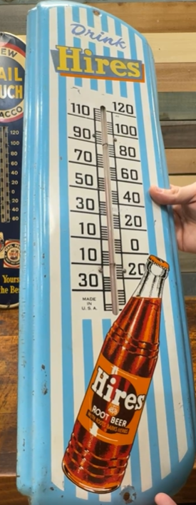 Hires Blue and White Striped SST Tube Thermometer