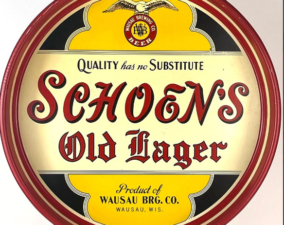 1938 Schoen’s Old Lager Beer 13 inch Serving Tray Wausau Wisconsin