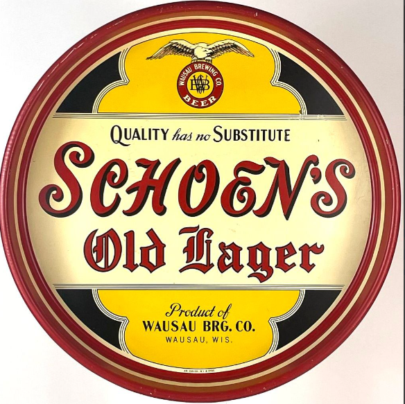1938 Schoen’s Old Lager Beer 13 inch Serving Tray Wausau Wisconsin