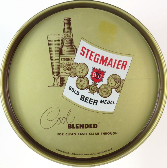 1954 Stegmaier Gold Medal Beer 12 inch Serving Tray Wilkes-Barre Pennsylvania