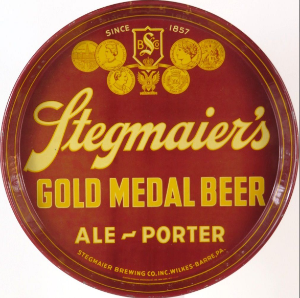 1935 Stegmaier’s Gold Medal Beer/Ale/Porter 12 inch Serving Tray Wilkes-Barre Pennsylvania