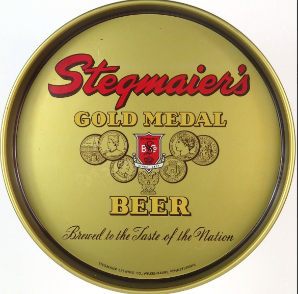 1949 Stegmaier’s Gold Medal Beer 12 inch Serving Tray Wilkes-Barre Pennsylvania