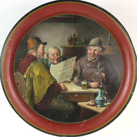 1910 Stock “Old Friends” 14 inch tray Serving Tray