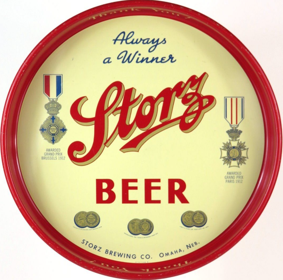 1939 Storz Beer 13 inch Serving Tray Omaha Nebraska