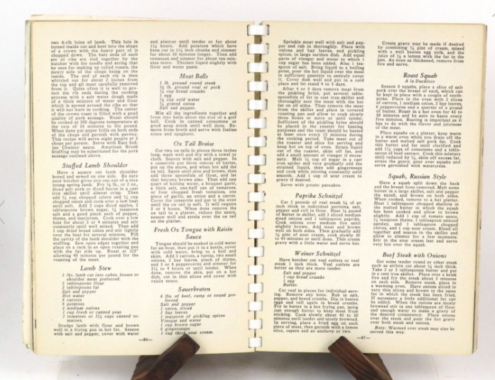 1944 Storz Recipies Of Menus” Book Omaha Nebraska