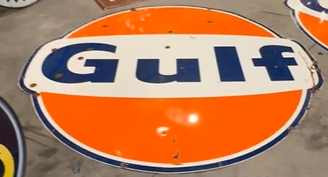 Gulf Gasoline 6′ Diameter SSP Dog Ears Pole Sign