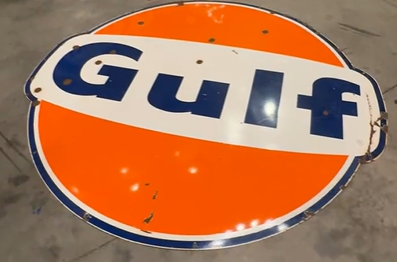 Gulf Gasoline 6′ Diameter SSP Dog Ears Pole Sign