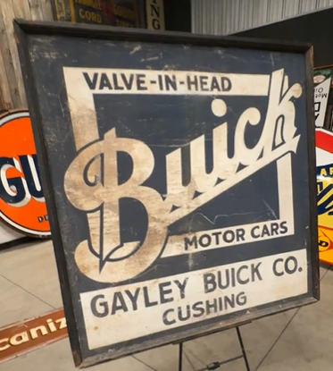 Buick Motor Cars Valve-In-Head Gayley Cushing Oklahoma Smaltz Sign