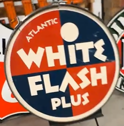 Atlantic White Flash Plus Gasoline DST Lollipop Sign