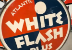 Atlantic White Flash Plus Gasoline DST Lollipop Sign