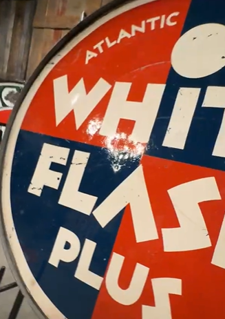 Atlantic White Flash Plus Gasoline DST Lollipop Sign