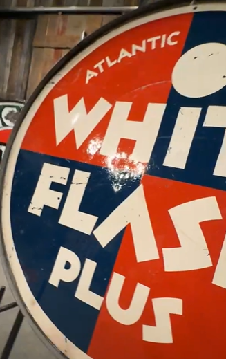 Atlantic White Flash Plus Gasoline DST Lollipop Sign