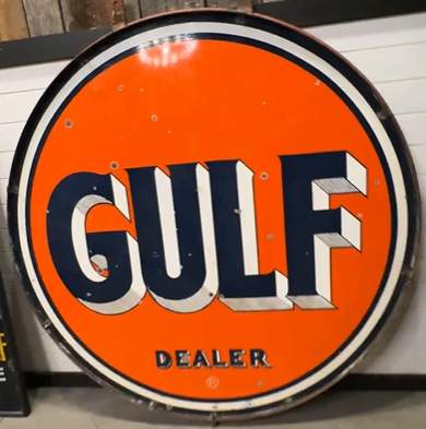 Gulf Gasoline Dealer 66 Inch DSP Sign