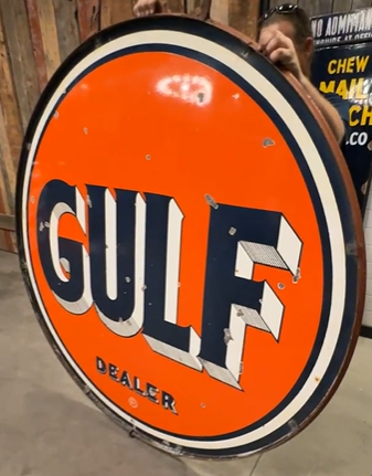 Gulf Gasoline Dealer 66 Inch DSP Sign