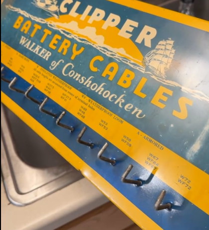 Clipper Battery Cables Display SST Sign with Hooks