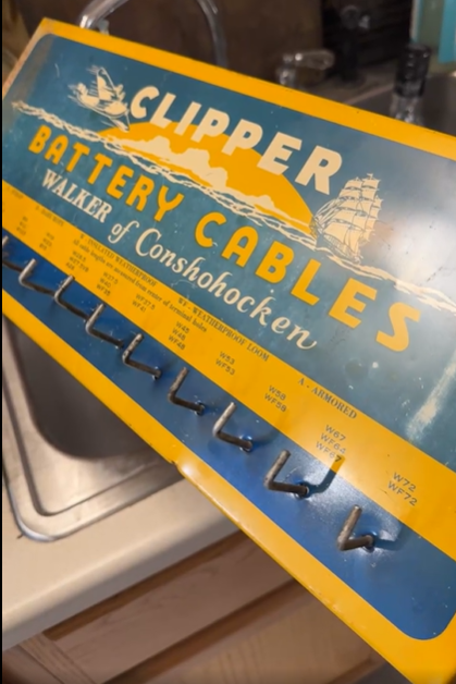 Clipper Battery Cables Display SST Sign with Hooks