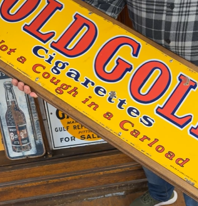 Old Gold Cigarettes Not a Cough in a Carload SSP Sign