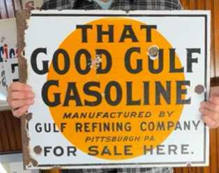 That Good Gulf Gasoline Pittsburgh PA DSP Flange Sign