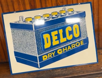 Delco Dry Charge Batteries DST Sign