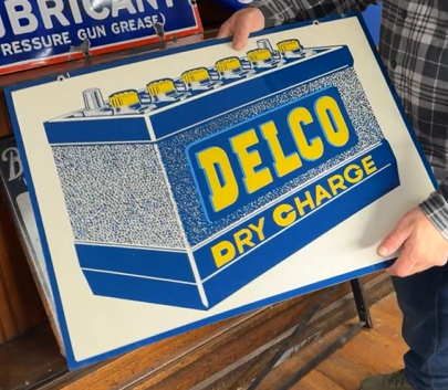 Delco Dry Charge Batteries DST Sign