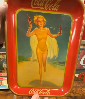 Drink Coca-Cola Woman in Yellow Dress Flowing Cape SST Tray