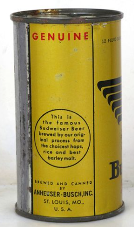 1948 Budweiser Lager Beer 12oz Opening Instruction Can St. Louis Missouri