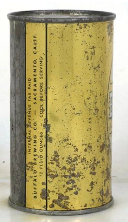 1939 Buffalo Brand Pale Beer 12 ounce Flat Top Can Sacramento California