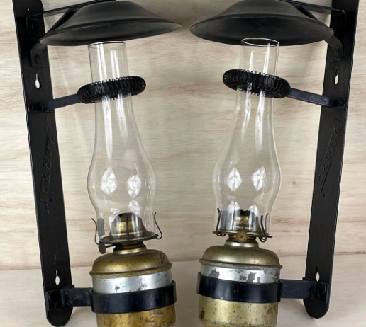 1934 Chesapeake and Ohio Railway Caboose Wall Lanterns Matched Pair
